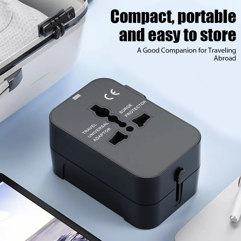 Universal Travel Power Adapter — Worldwide All-in-One Plug with Dual USB Ports