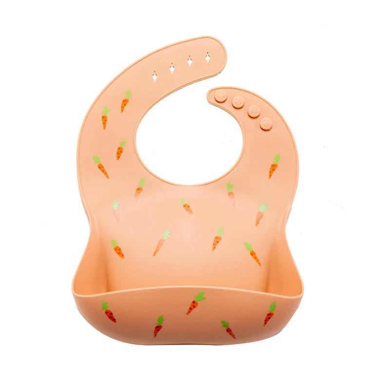 Silicone Baby Bib — Adjustable Waterproof Feeding Bib with Catch Pocket