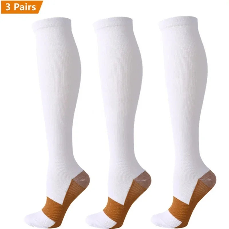Compression Socks 3-Pack — Graduated Knee-High Socks for Women & Men