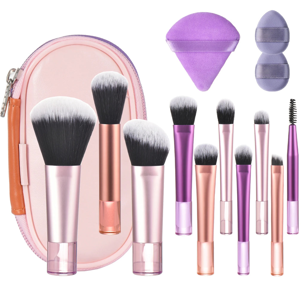 Mini Makeup Brush Set — Travel Portable Cosmetic Brush Kit
