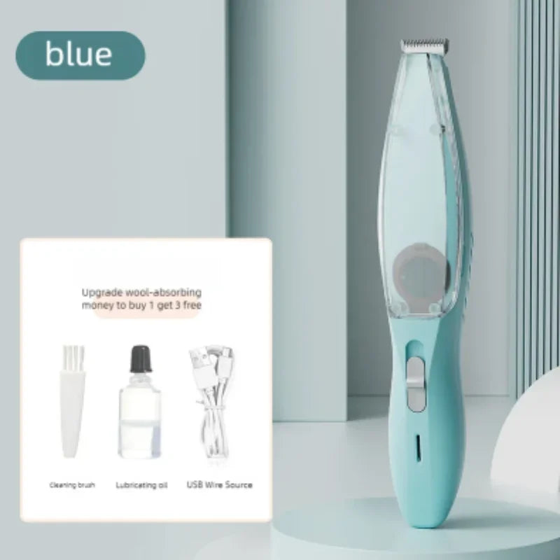 Pet Grooming Vacuum Kit — Electric Clipper & Trimmer with Suction for Dogs & Cats
