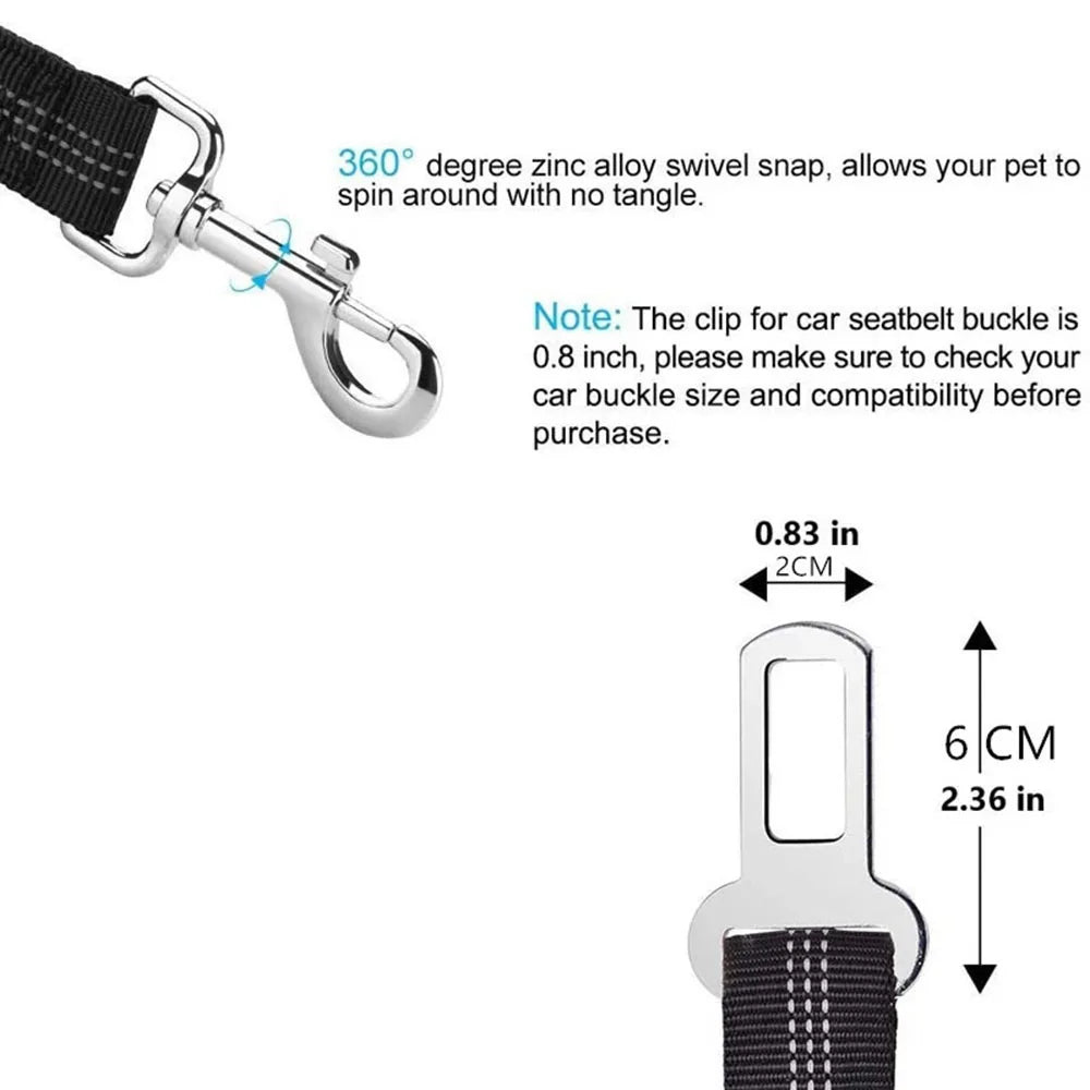 Adjustable Dog Seat Belt — Car Safety Harness for Dogs of All Sizes