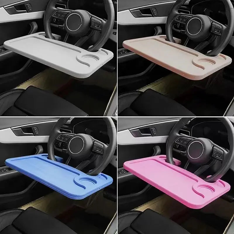 Portable Car Steering Wheel Desk — Foldable Laptop & Food Tray for Drivers