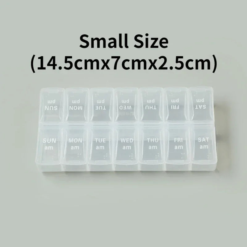 Weekly Pill Organizer — 7-Day 14-Grid Portable Pill Case Box