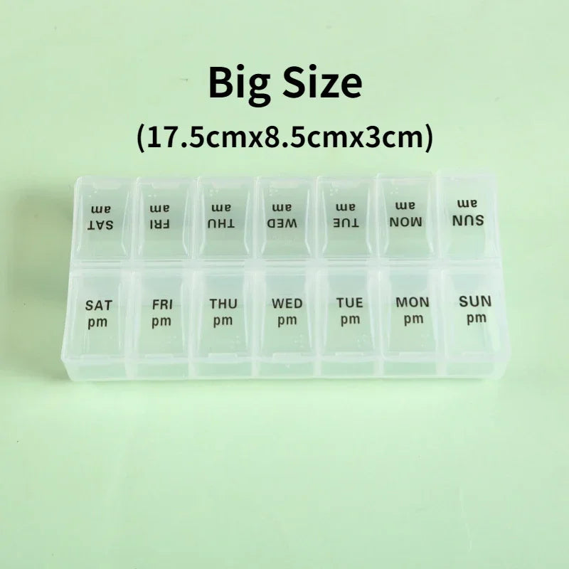 Weekly Pill Organizer — 7-Day 14-Grid Portable Pill Case Box