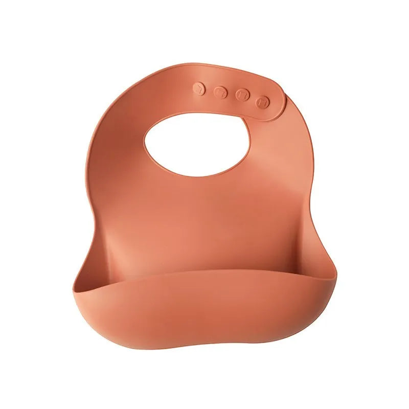 Silicone Baby Bib — Adjustable Waterproof Feeding Bib with Catch Pocket