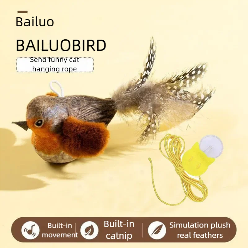Interactive Cat Toy — Electric Birdie Bouncer with Sound & Feathers