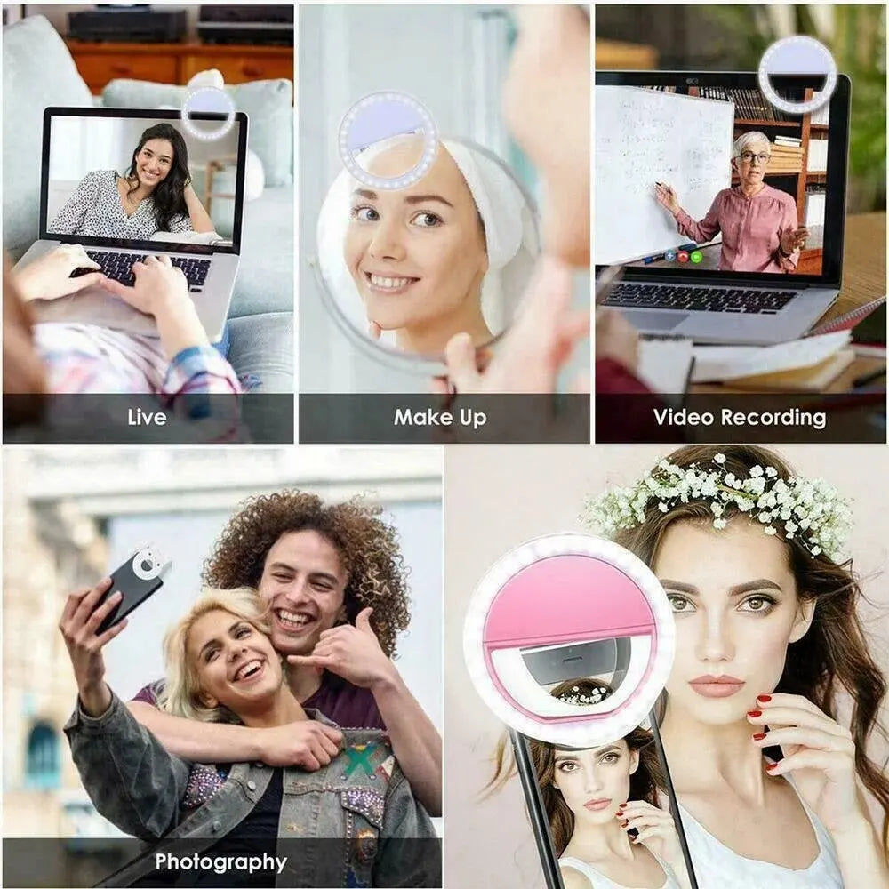 Clip-On Selfie Ring Light — Portable LED Fill Light with 3 Brightness Modes