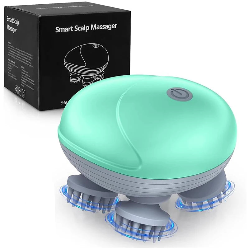 Electric Scalp Massager — 4-Head Deep Kneading for Stress Relief & Relaxation