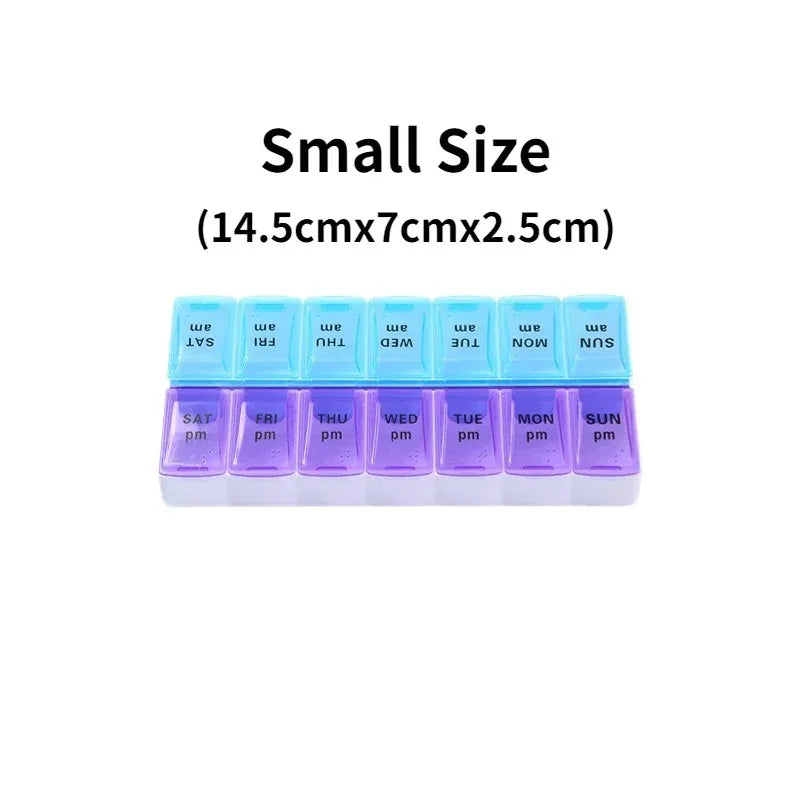 Weekly Pill Organizer — 7-Day 14-Grid Portable Pill Case Box