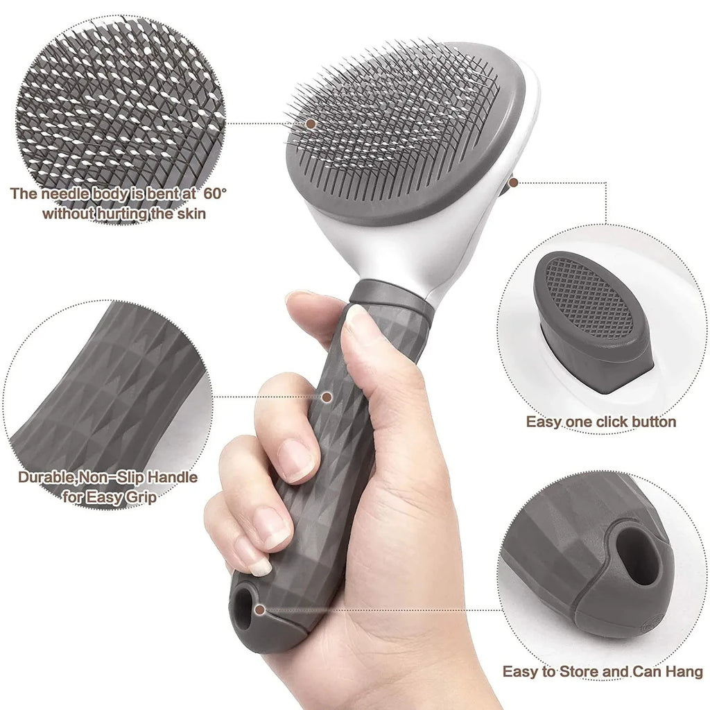Self-Cleaning Slicker Brush — Gentle Pet Grooming for Dogs & Cats
