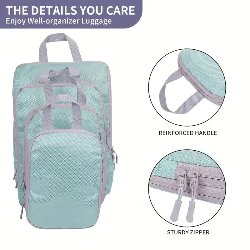 Compression Packing Cubes — Expandable Travel Organizer Set for Suitcases