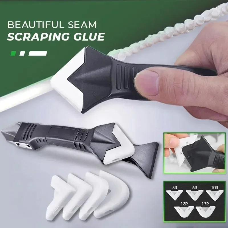 3-in-1 Silicone Caulking Tool — Scraper, Grout Remover & Finishing Ki