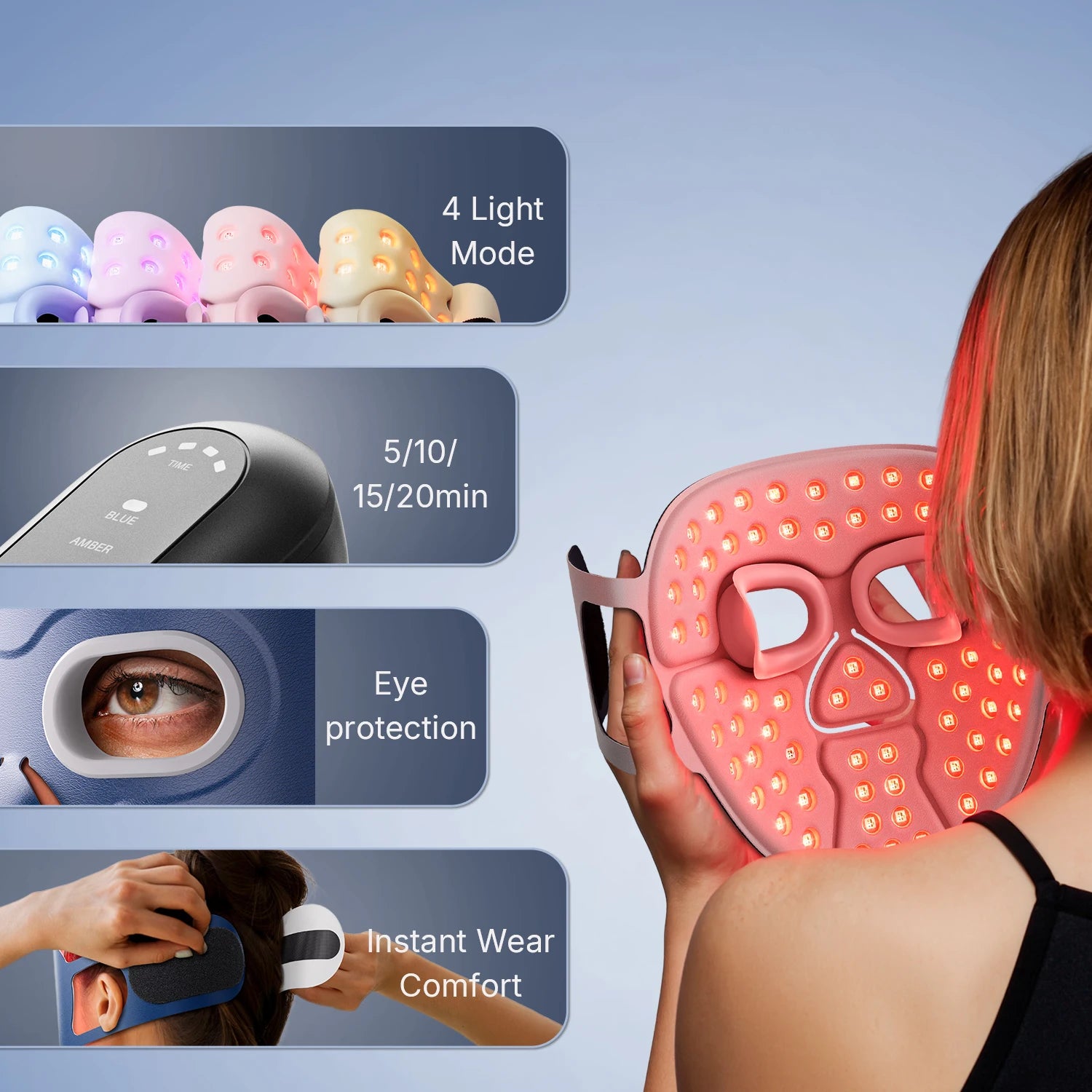 Red Light Therapy Face Mask — Wireless LED Skin Rejuvenation with Infrared & Red Light