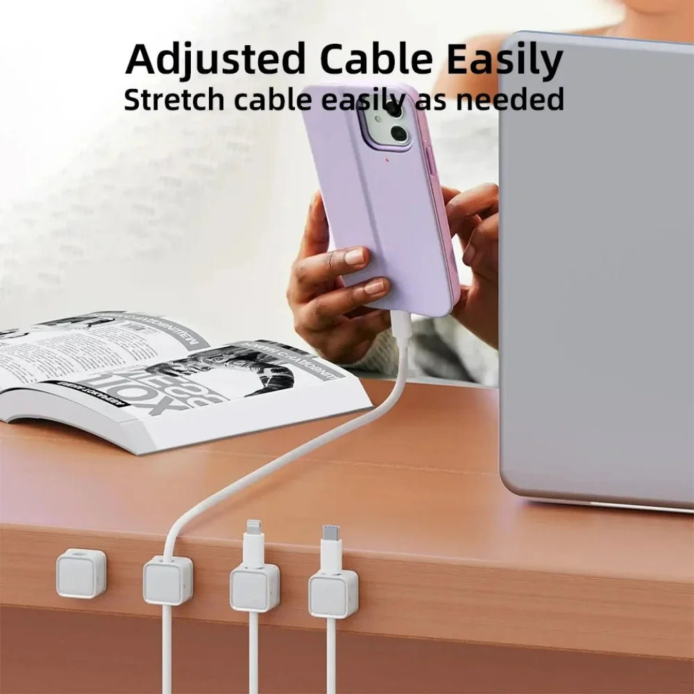 Magnetic Cable Organizer Clips — Self-Adhesive Cord Management for Desk & Home