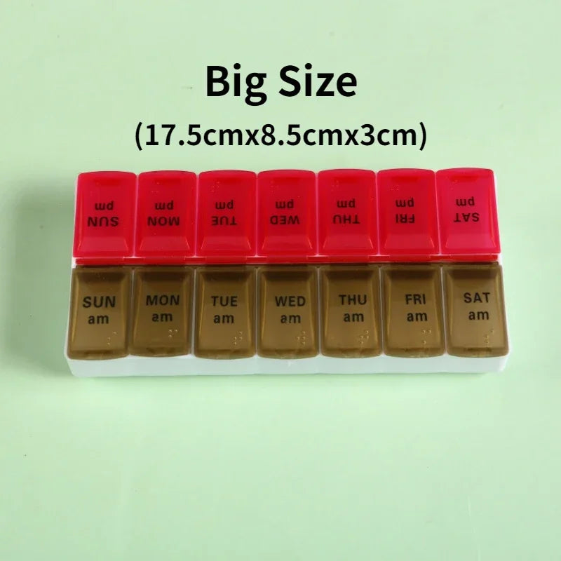 Weekly Pill Organizer — 7-Day 14-Grid Portable Pill Case Box