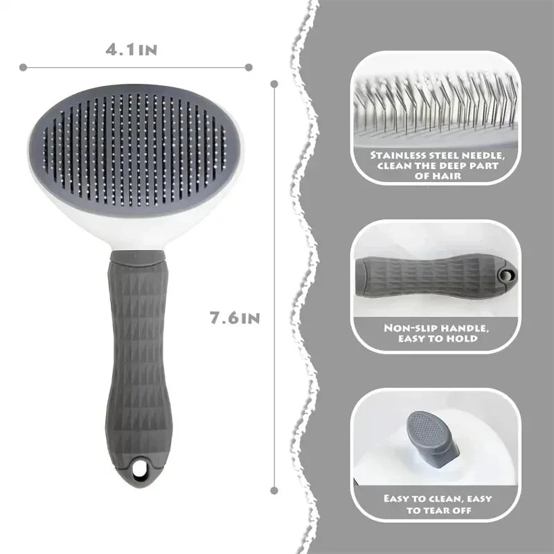 Self-Cleaning Slicker Brush — Gentle Pet Grooming for Dogs & Cats