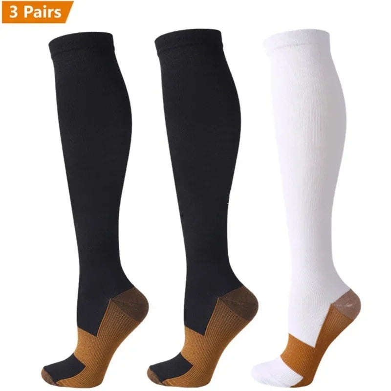 Compression Socks 3-Pack — Graduated Knee-High Socks for Women & Men