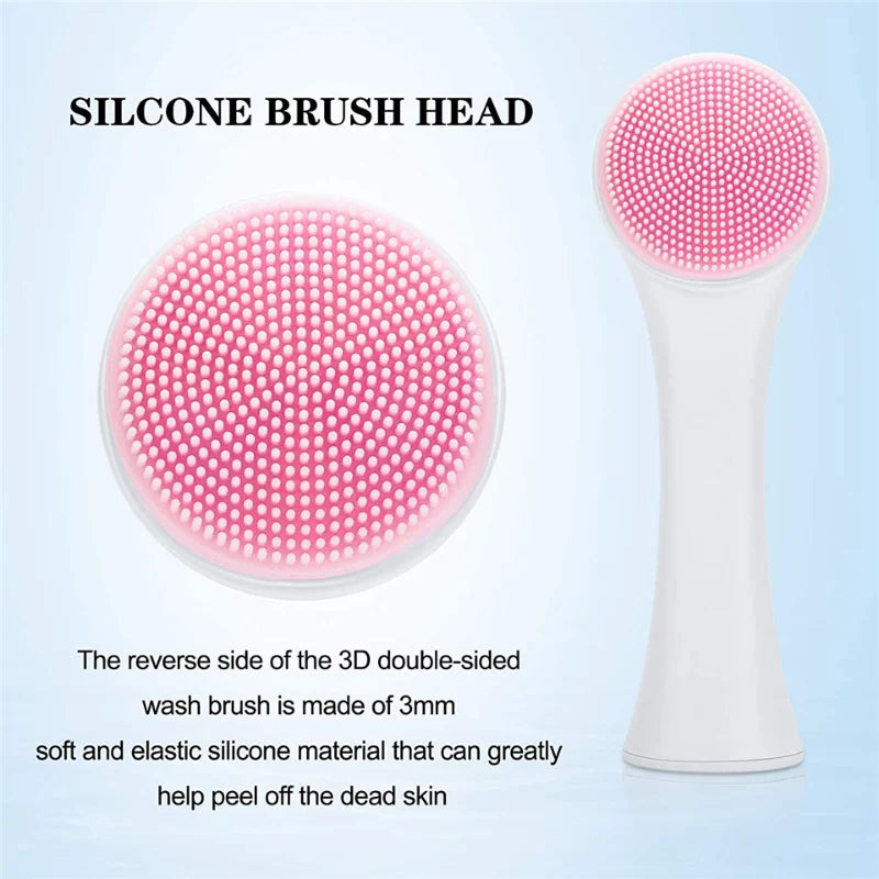 Double-Sided Silicone Facial Cleansing Brush — Gentle Exfoliator & Face Scrubber