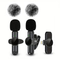 Wireless Lavalier Microphone — Clip-On Mic with Windproof Cover for iPhone & Android