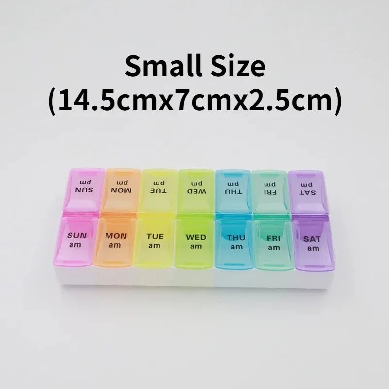 Weekly Pill Organizer — 7-Day 14-Grid Portable Pill Case Box
