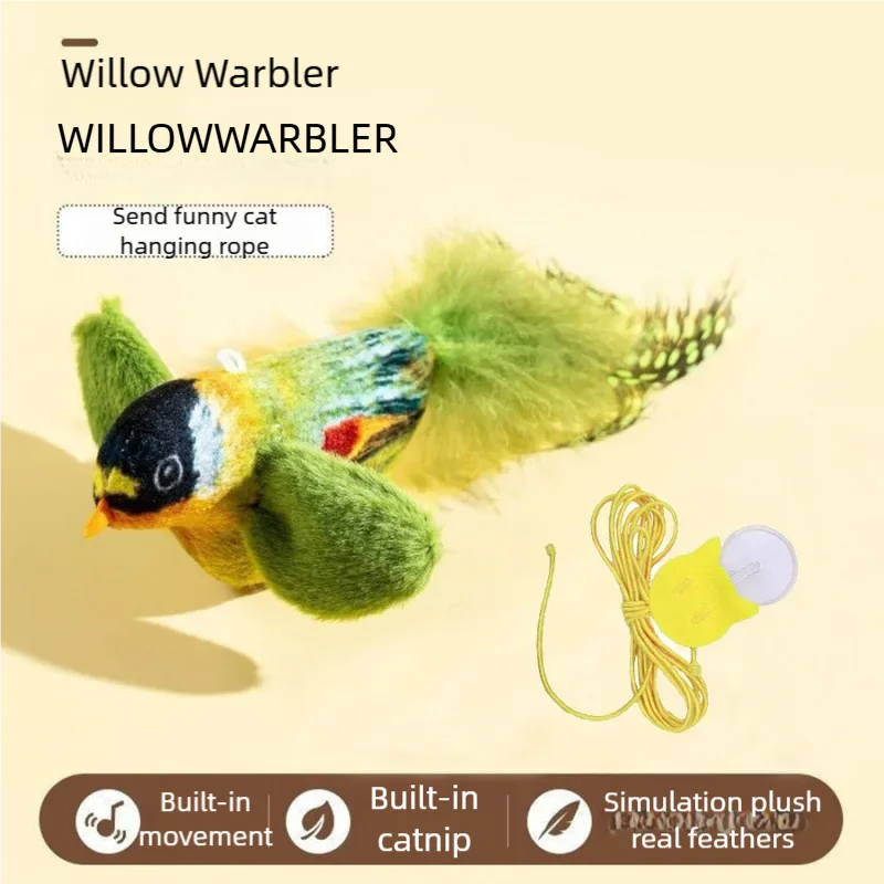 Interactive Cat Toy — Electric Birdie Bouncer with Sound & Feathers
