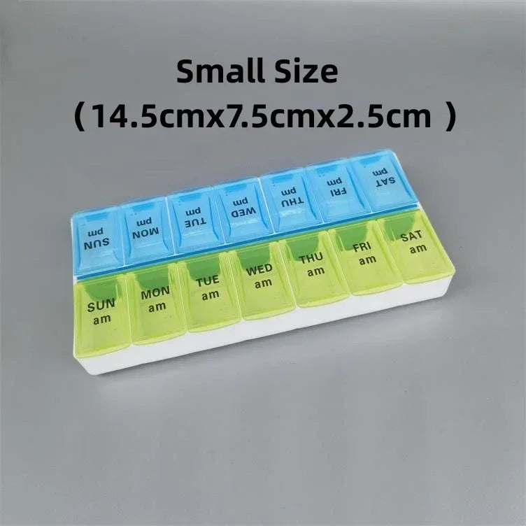 Weekly Pill Organizer — 7-Day 14-Grid Portable Pill Case Box