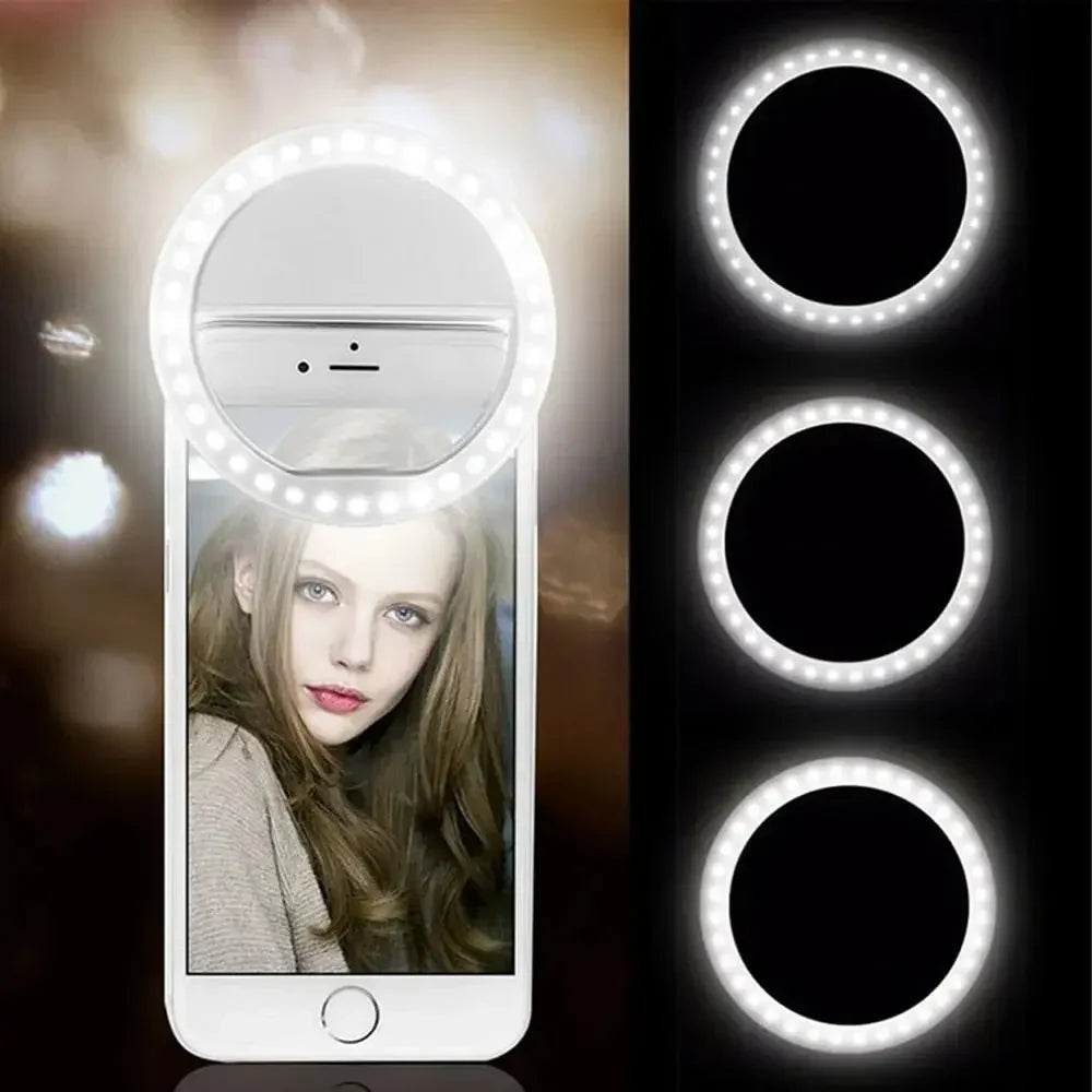 Clip-On Selfie Ring Light — Portable LED Fill Light with 3 Brightness Modes