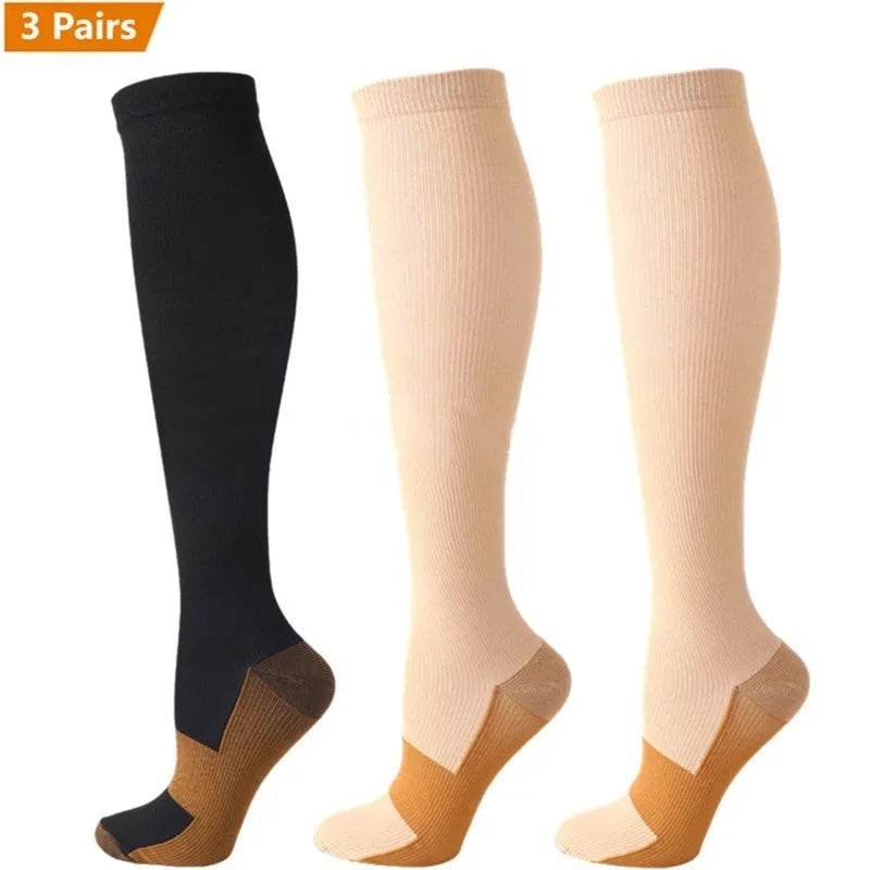 Compression Socks 3-Pack — Graduated Knee-High Socks for Women & Men