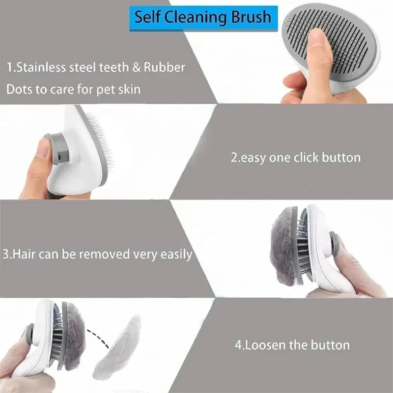Self-Cleaning Slicker Brush — Gentle Pet Grooming for Dogs & Cats
