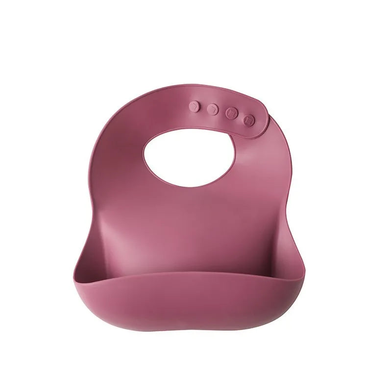 Silicone Baby Bib — Adjustable Waterproof Feeding Bib with Catch Pocket