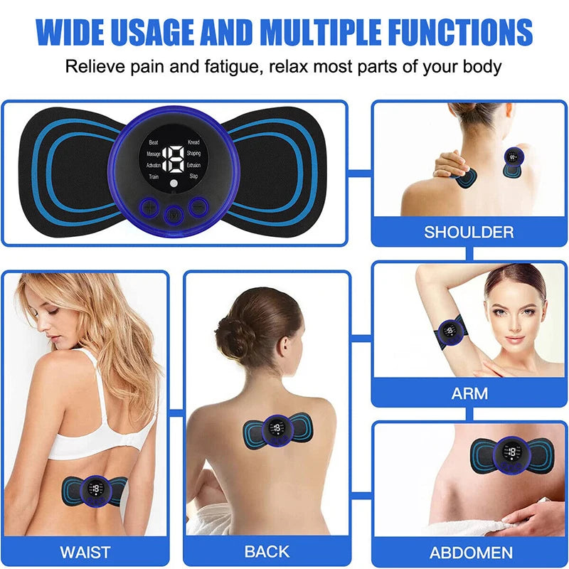 EMS Neck & Body Massager — TENS Pulse Muscle Stimulator with 19 Intensity Levels