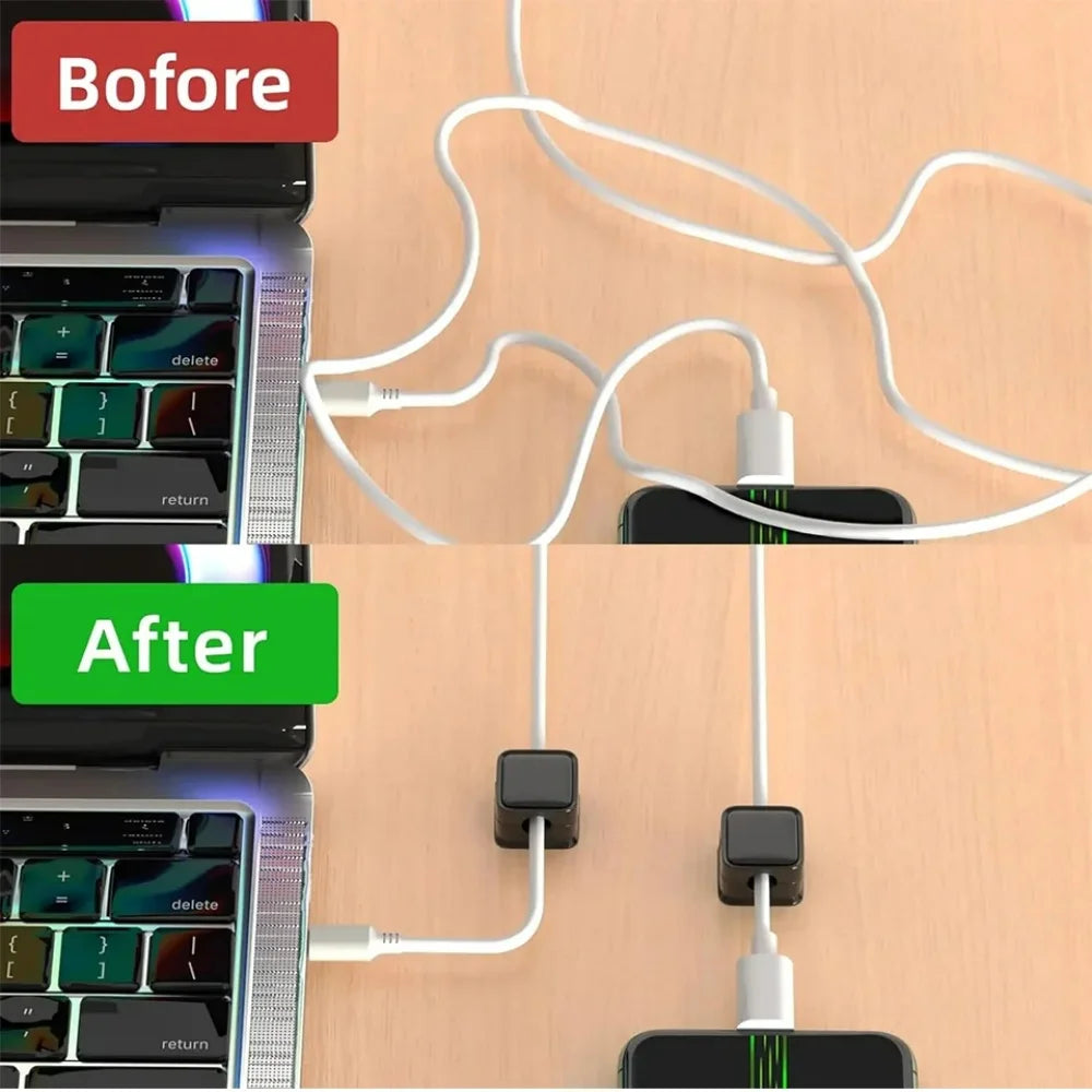 Magnetic Cable Organizer Clips — Self-Adhesive Cord Management for Desk & Home