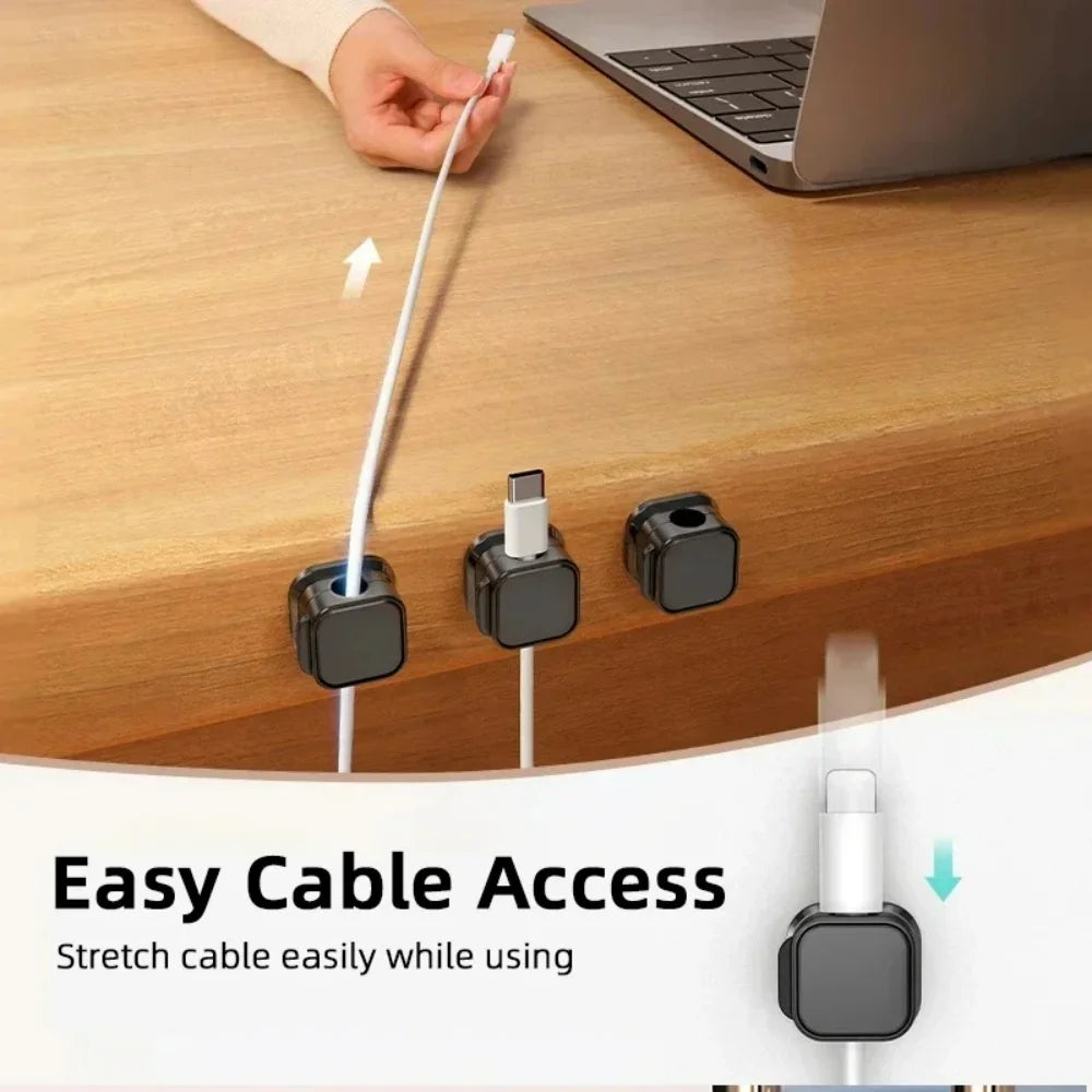 Magnetic Cable Organizer Clips — Self-Adhesive Cord Management for Desk & Home