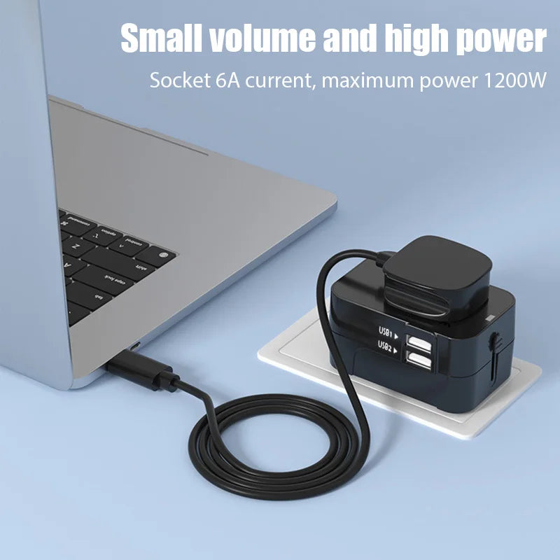 Universal Travel Power Adapter — Worldwide All-in-One Plug with Dual USB Ports