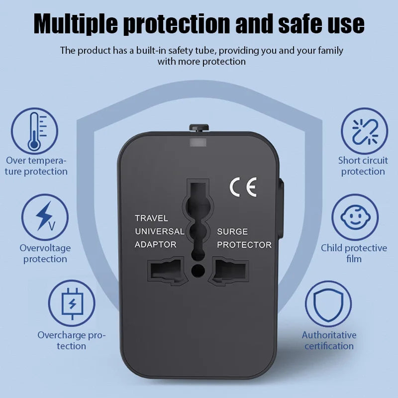 Universal Travel Power Adapter — Worldwide All-in-One Plug with Dual USB Ports