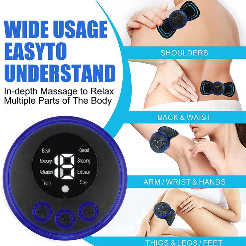 EMS Neck & Body Massager — TENS Pulse Muscle Stimulator with 19 Intensity Levels