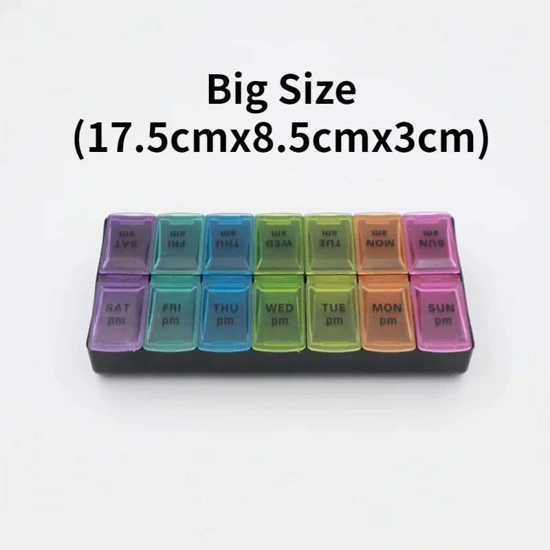 Weekly Pill Organizer — 7-Day 14-Grid Portable Pill Case Box