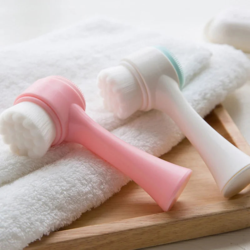 Double-Sided Silicone Facial Cleansing Brush — Gentle Exfoliator & Face Scrubber