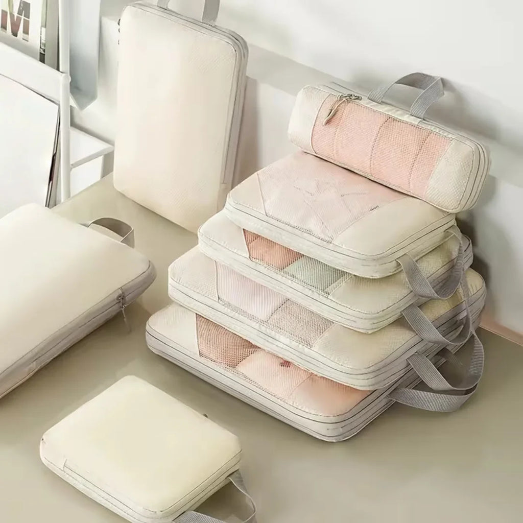 Compression Packing Cubes — Expandable Travel Organizer Set for Suitcases