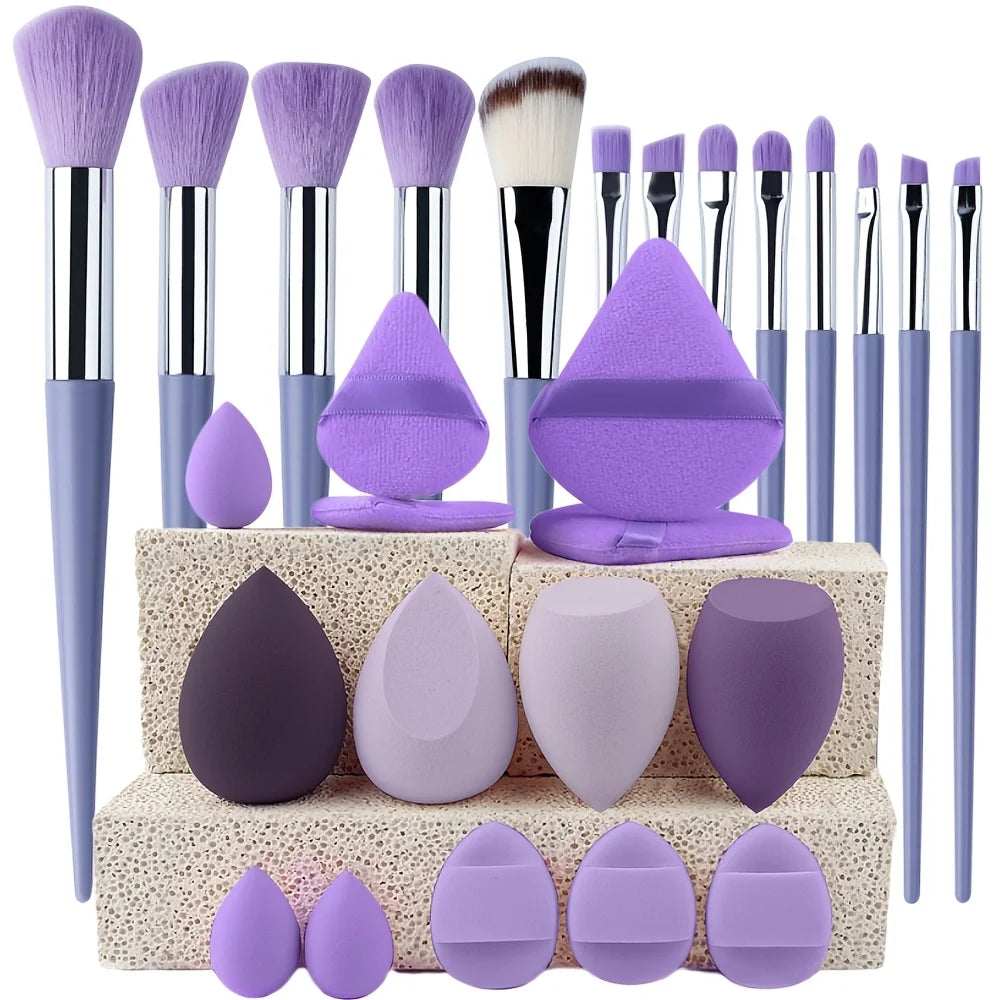 Makeup Brush Set with Travel Pouch — 13 or 27 Piece Cosmetic Brush Kit