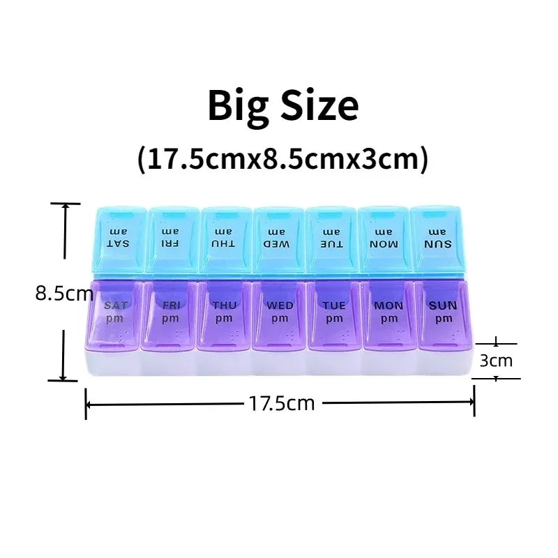 Weekly Pill Organizer — 7-Day 14-Grid Portable Pill Case Box