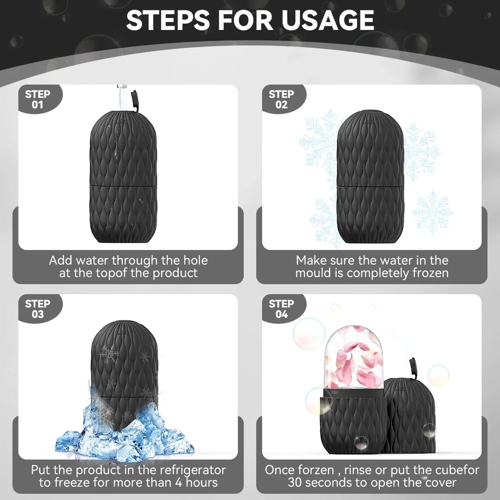 Ice Face Roller — Reusable Silicone Facial Massager for Puffiness, Pores & Glow