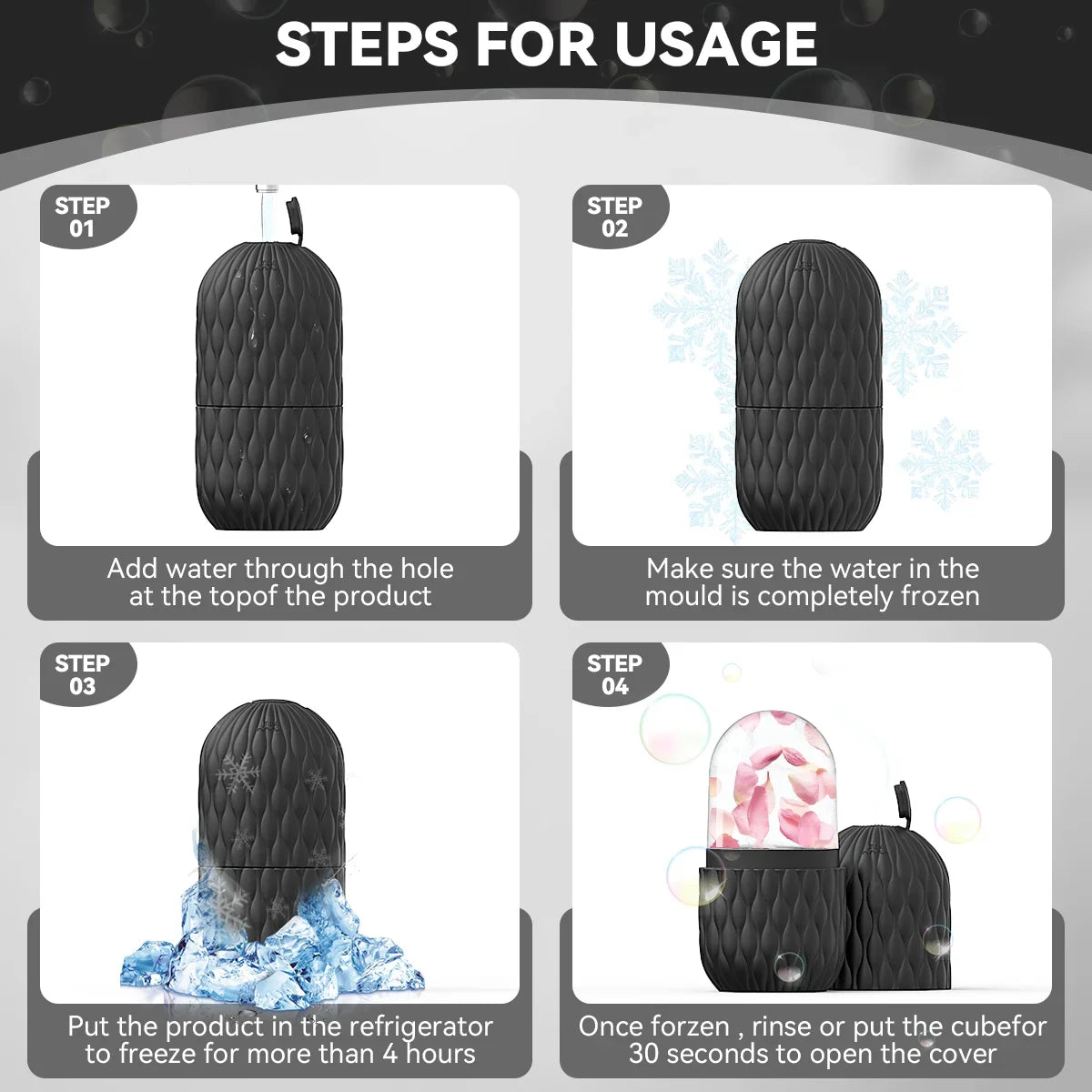 Ice Face Roller — Reusable Silicone Facial Massager for Puffiness, Pores & Glow