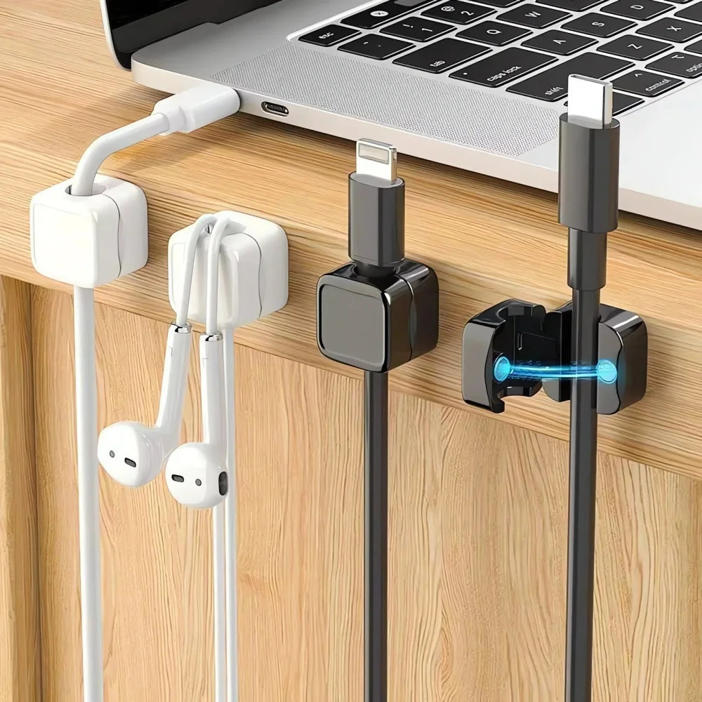 Magnetic Cable Organizer Clips — Self-Adhesive Cord Management for Desk & Home