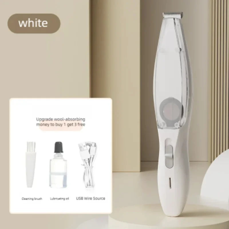 Pet Grooming Vacuum Kit — Electric Clipper & Trimmer with Suction for Dogs & Cats