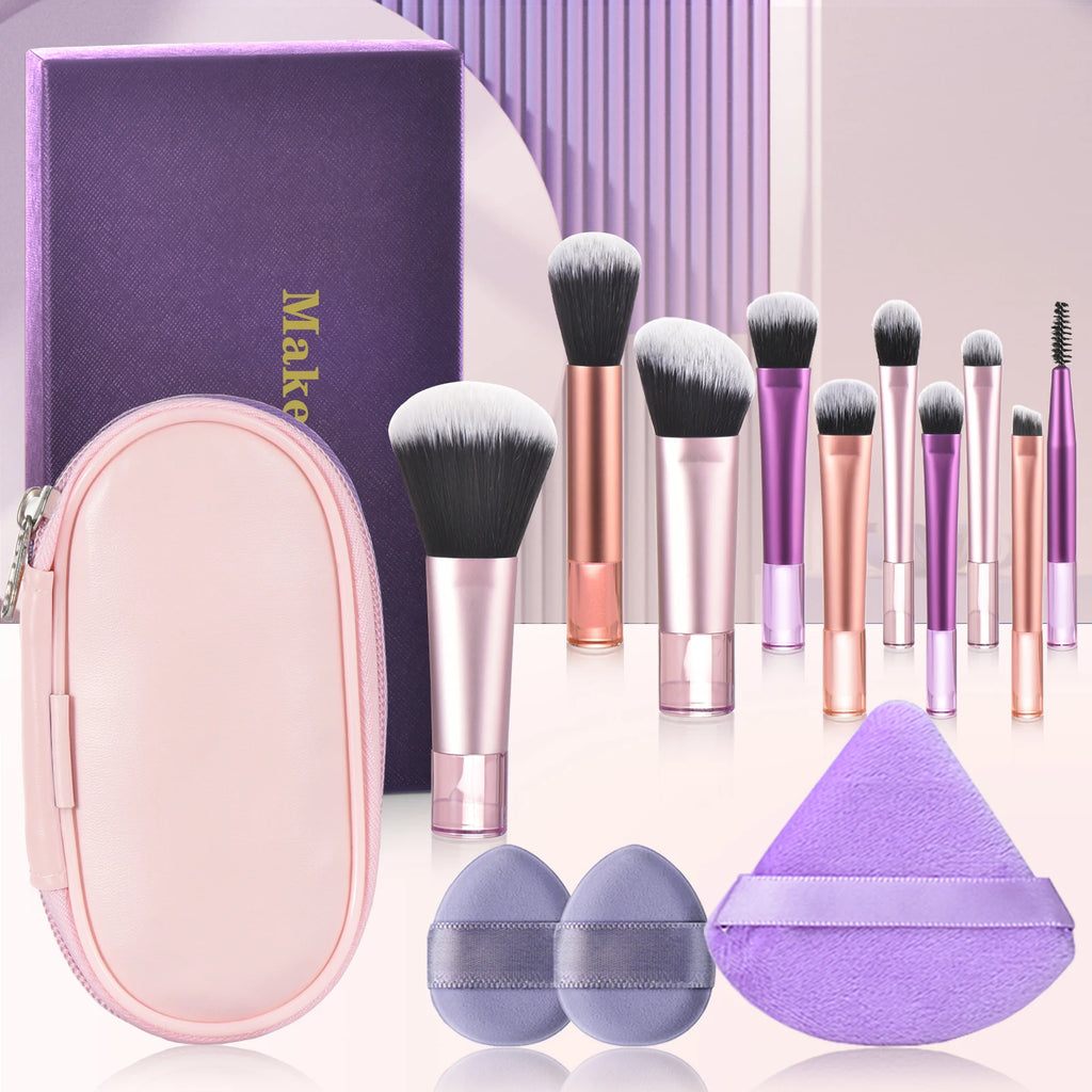 Mini Makeup Brush Set — Travel Portable Cosmetic Brush Kit