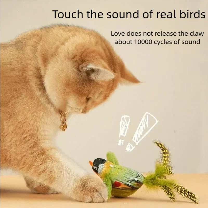 Interactive Cat Toy — Electric Birdie Bouncer with Sound & Feathers