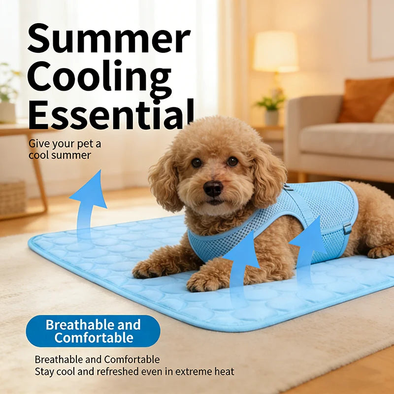 Pet Ice Silk Cooling Mat — Breathable Non-Slip Summer Pad for Dogs & Cats