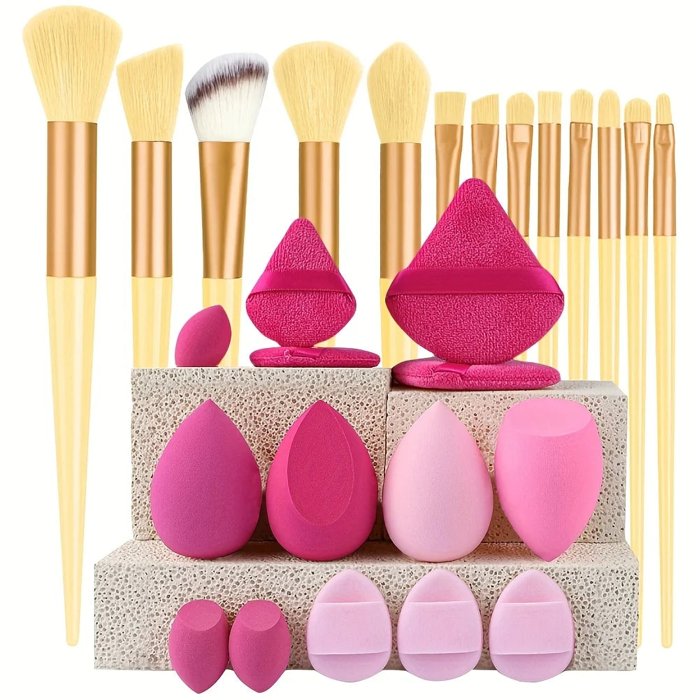 Makeup Brush Set with Travel Pouch — 13 or 27 Piece Cosmetic Brush Kit